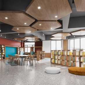 现代图书馆阅览室3D模型下载